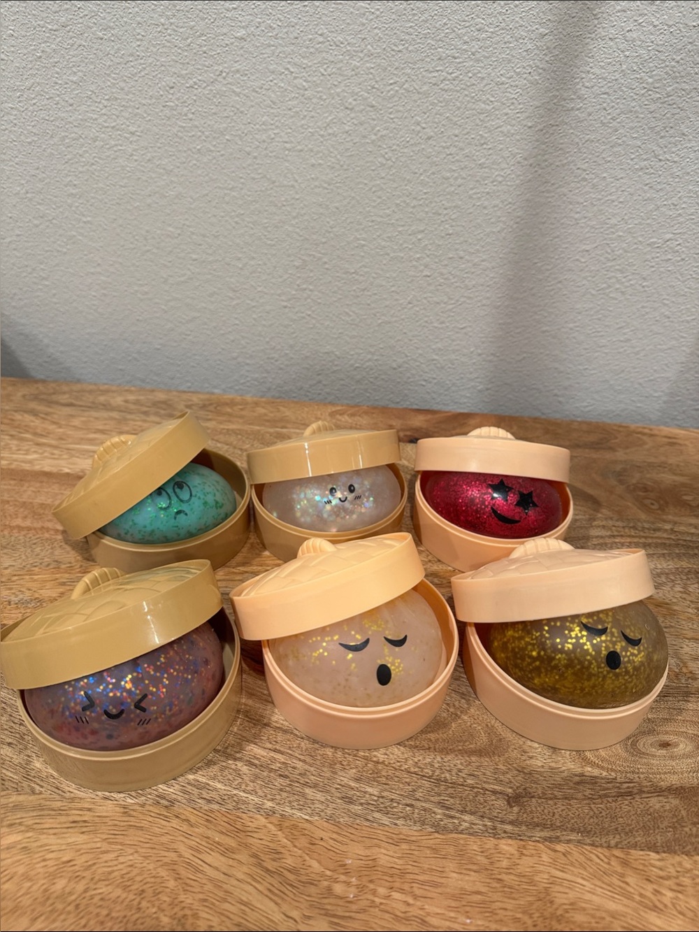 RARE all glitter 6 Dumplings. Mystery Glitter Surprise Squeeze Balls.